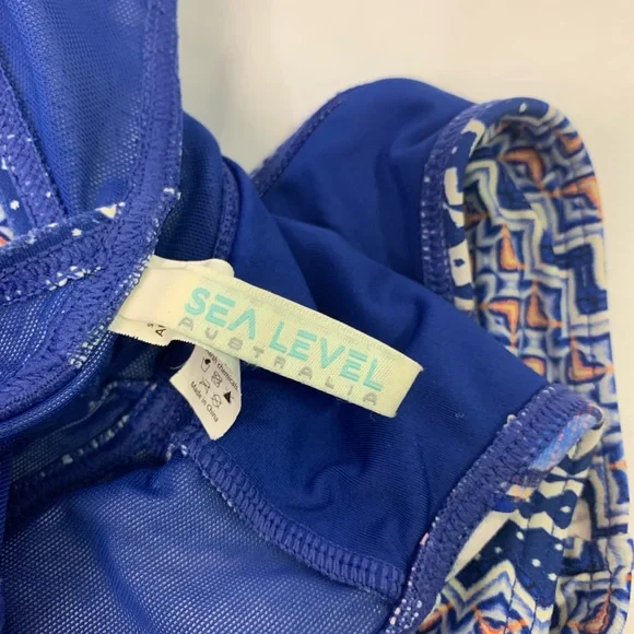 BOGO Sea Level Australia V Neck One Piece Swimsuit Blue White Pink Women Size 14 - Picture 5 of 13